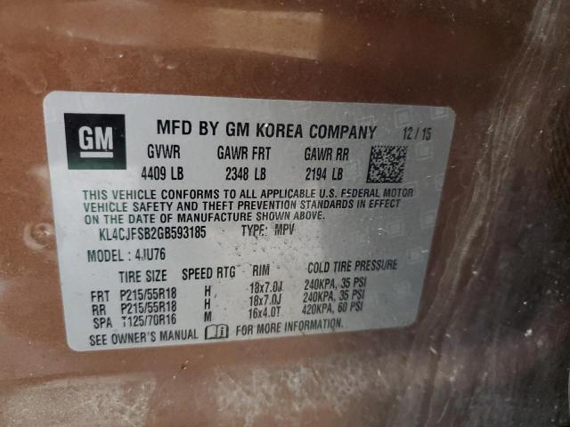 2016 BUICK ENCORE CON KL4CJFSB2GB593185