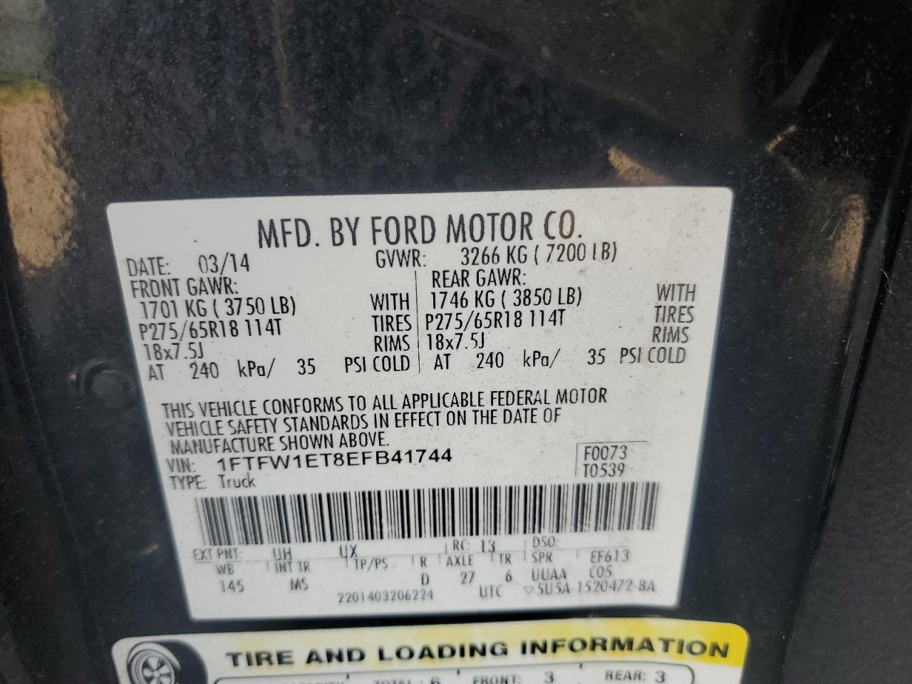 Lot #3301603710 2014 FORD F150 SUPER