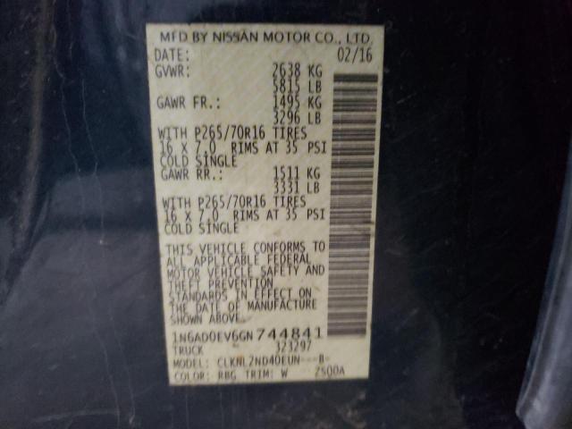 2016 NISSAN FRONTIER S 1N6AD0EV6GN744841