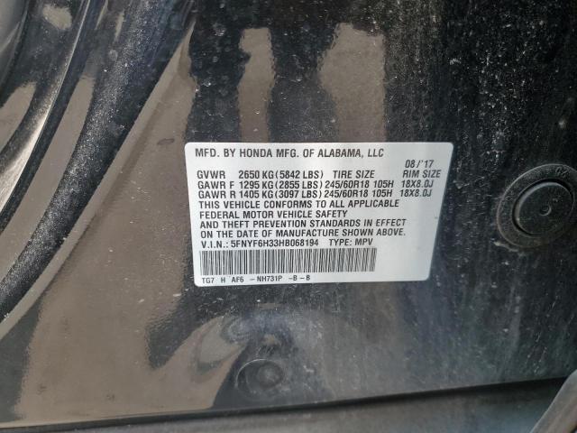 2017 HONDA PILOT EX 5FNYF6H33HB068194