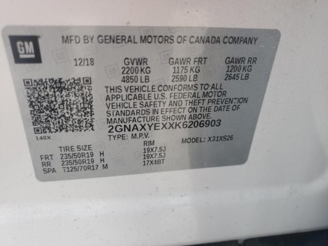 2019 CHEVROLET EQUINOX PR - 2GNAXYEXXK6206903