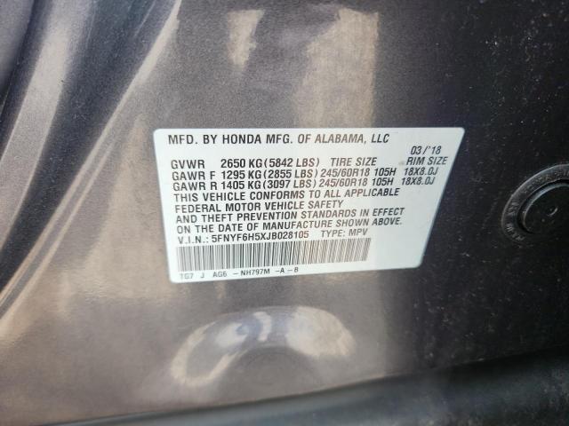 2018 HONDA PILOT EXL 5FNYF6H5XJB028105