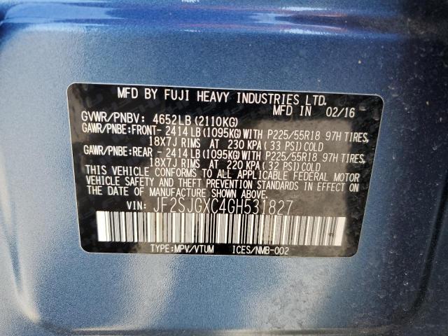 2016 SUBARU FORESTER 2 JF2SJGXC4GH531827