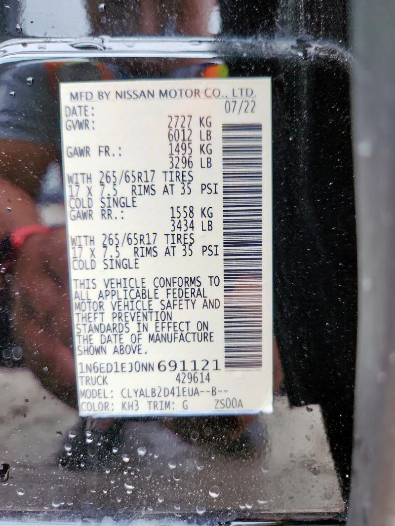 2022 NISSAN FRONTIER S 1N6ED1EJ0NN691121