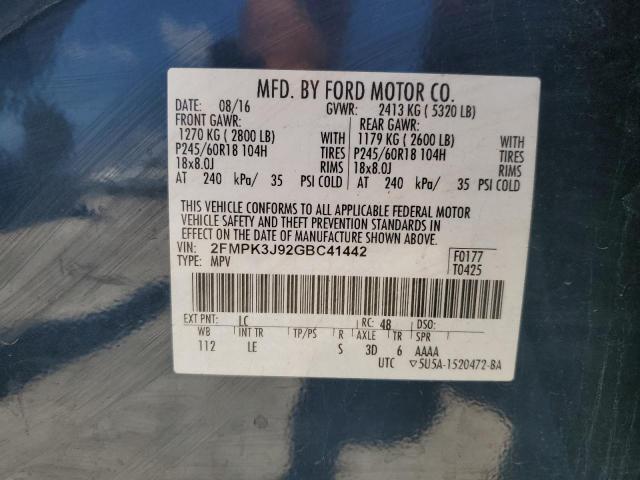 2016 FORD EDGE SEL 2FMPK3J92GBC41442
