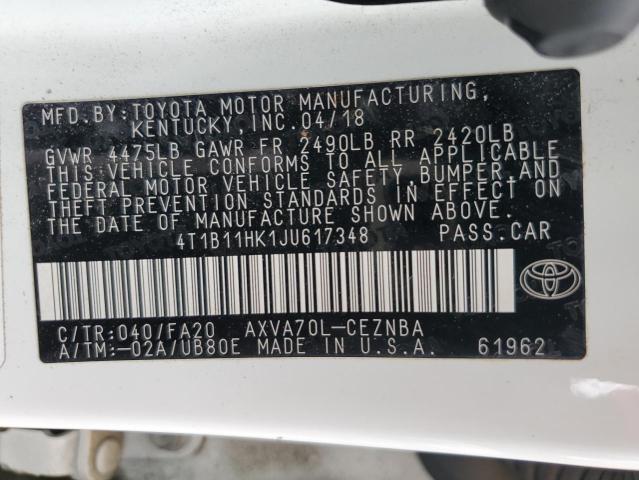 2018 TOYOTA CAMRY L 4T1B11HK1JU617348