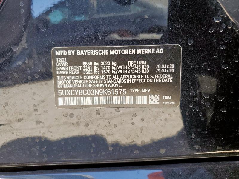 2022 BMW X6 M50I 5UXCY8C03N9K61575