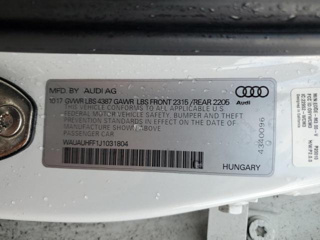 2018 AUDI A3 PREMIUM WAUAUHFF1J1031804