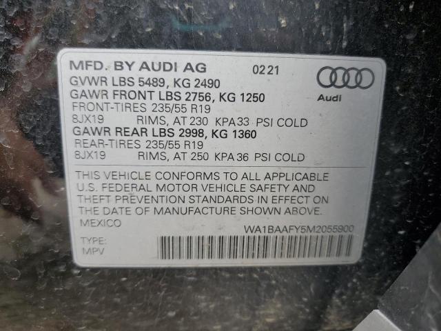 2021 AUDI Q5 PREMIUM WA1BAAFY5M2055900