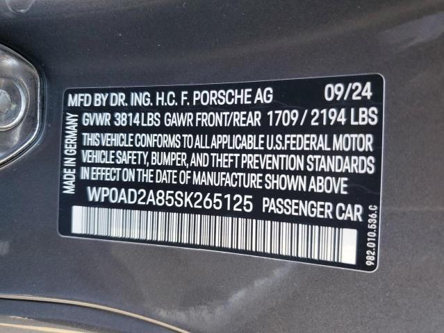 2025 PORSCHE CAYMAN GTS WP0AD2A85SK265125