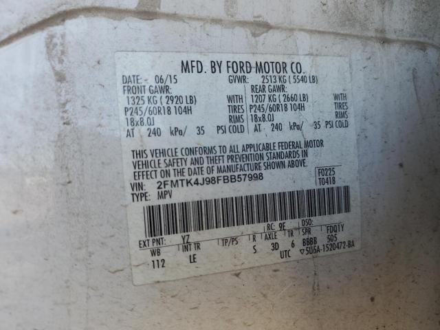 2015 FORD EDGE SEL - 2FMTK4J98FBB57998