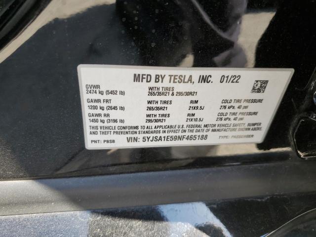 2022 TESLA MODEL S 5YJSA1E59NF465188