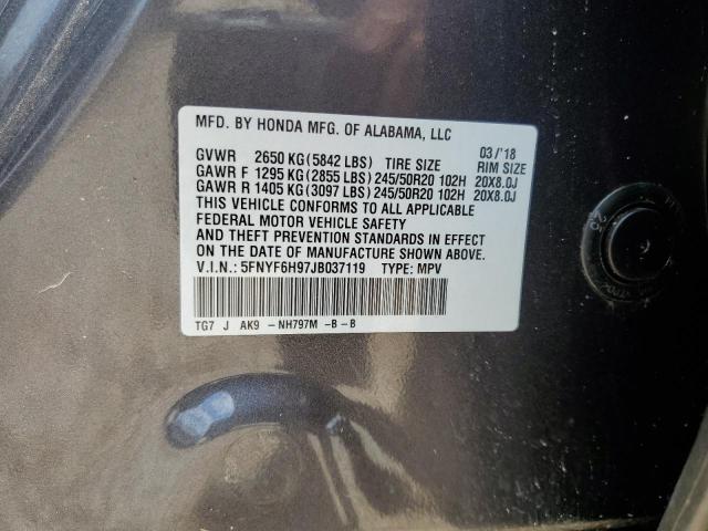 2018 HONDA PILOT TOUR - 5FNYF6H97JB037119