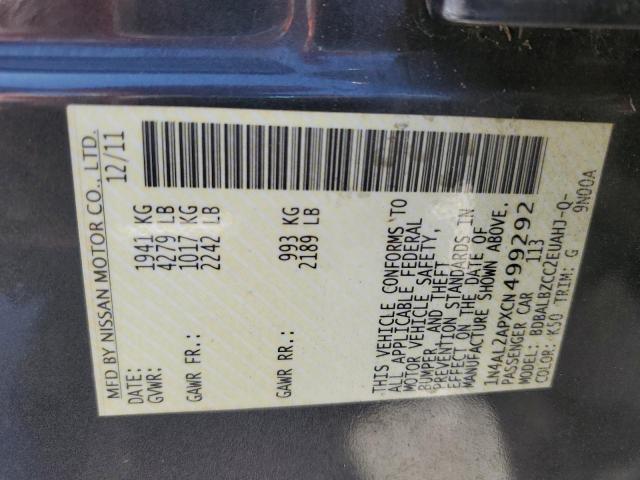 2012 NISSAN ALTIMA BAS - 1N4AL2APXCN499292