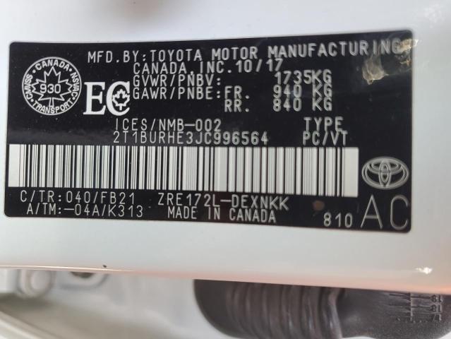 2018 TOYOTA COROLLA L - 2T1BURHE3JC996564
