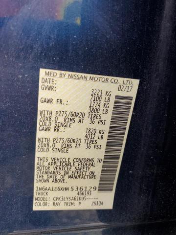 2017 NISSAN TITAN SV 1N6AA1E6XHN536129