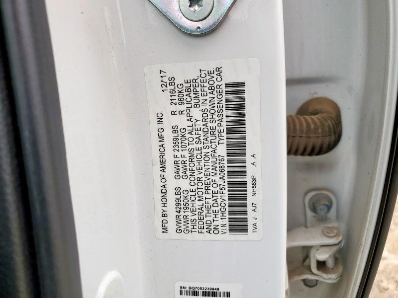 2018 HONDA ACCORD EXL - 1HGCV1F57JA068767