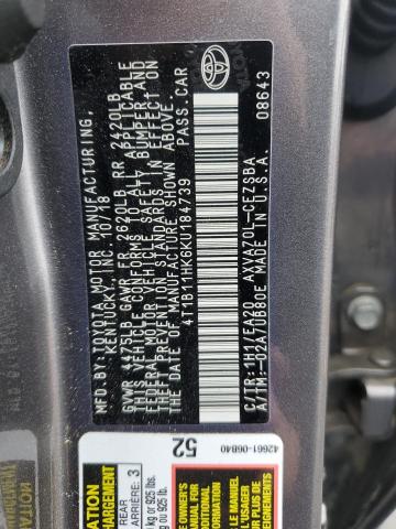 2019 TOYOTA CAMRY L 4T1B11HK6KU184739