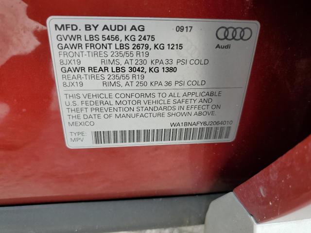 2018 AUDI Q5 PREMIUM WA1BNAFY6J2064010