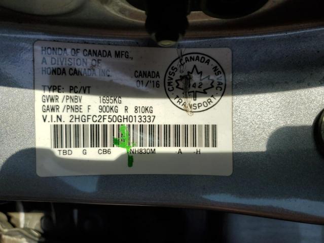 2HGFC2F50GH013337 2016 HONDA CIVIC