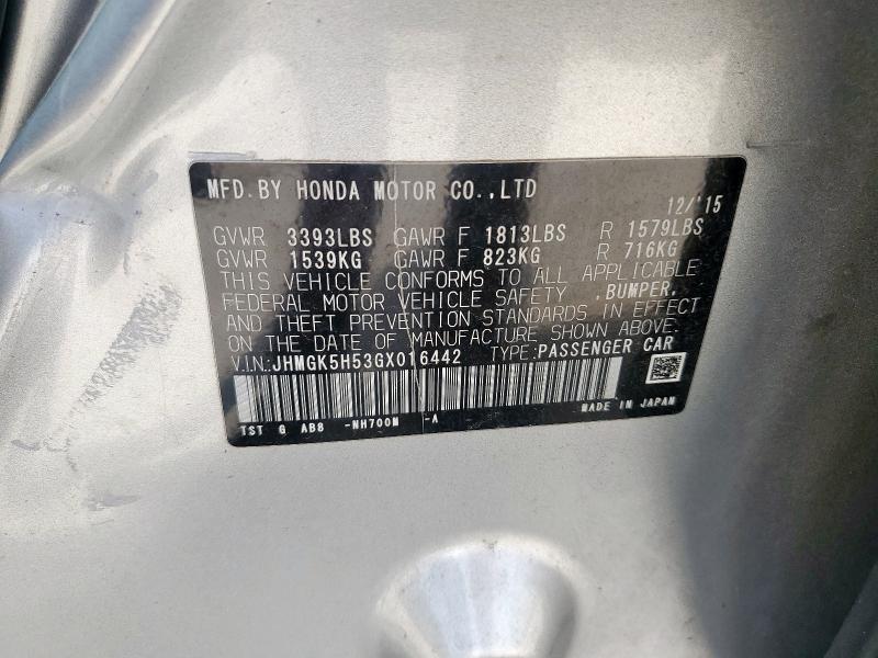 2016 HONDA FIT LX - JHMGK5H53GX016442