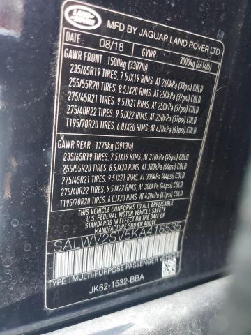 2019 LAND ROVER RANGE ROVE - SALWV2SV5KA416535