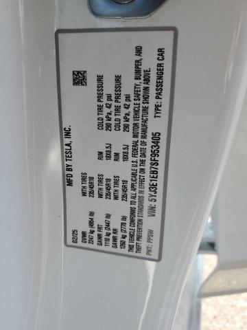 2025 TESLA MODEL 3 5YJ3E1EB7SF953405