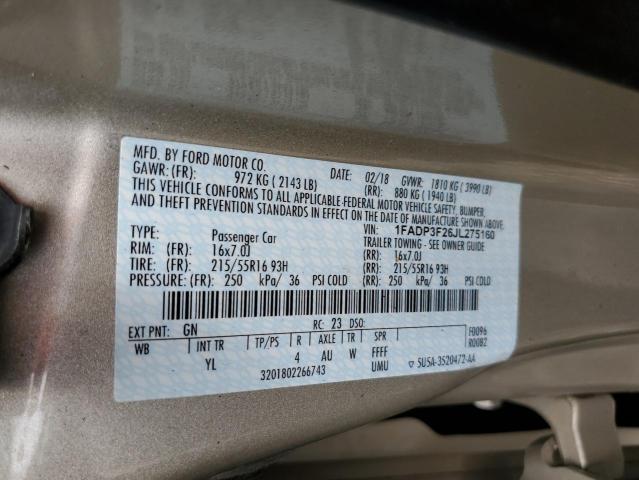 2018 FORD FOCUS SE 1FADP3F26JL275160