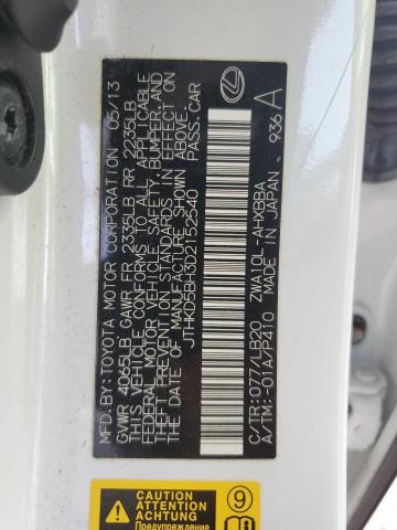 2013 LEXUS CT 200 - JTHKD5BH3D2152540
