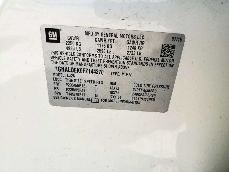 2015 CHEVROLET EQUINOX LT - 1GNALDEK0FZ144270