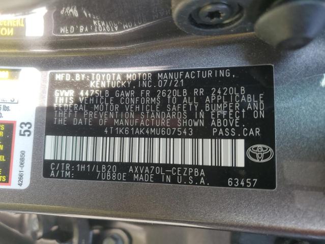 2021 TOYOTA CAMRY XSE 4T1K61AK4MU607543