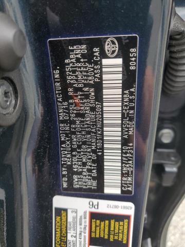 2017 TOYOTA CAMRY HYBR 4T1BD1FK7HU205097