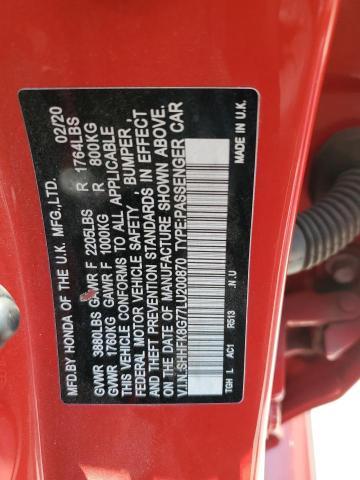 2020 HONDA CIVIC TYPE SHHFK8G77LU200870