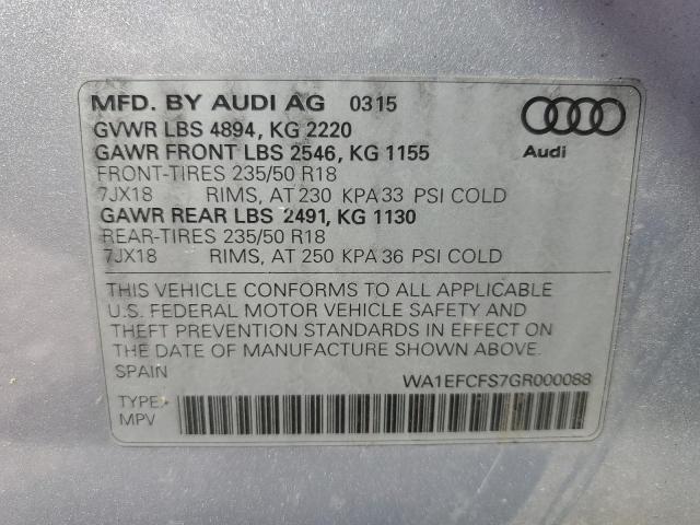 2016 AUDI Q3 PREMIUM WA1EFCFS7GR000088