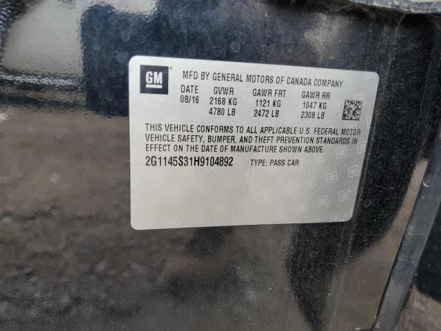 2017 CHEVROLET IMPALA PRE 2G1145S31H9104892