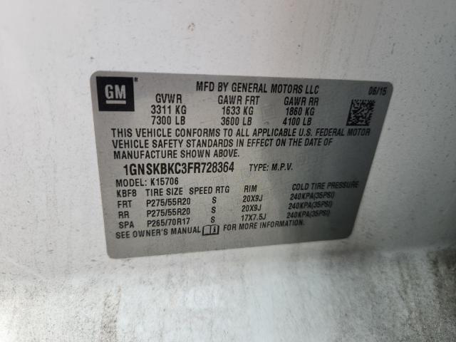2015 CHEVROLET TAHOE K150 1GNSKBKC3FR728364
