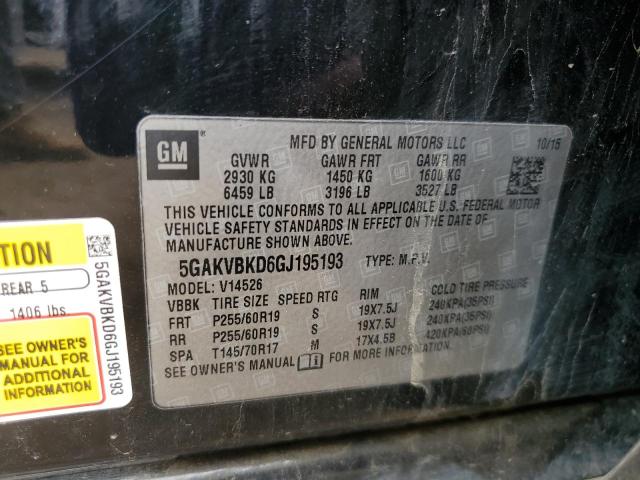 2016 BUICK ENCLAVE 5GAKVBKD6GJ195193