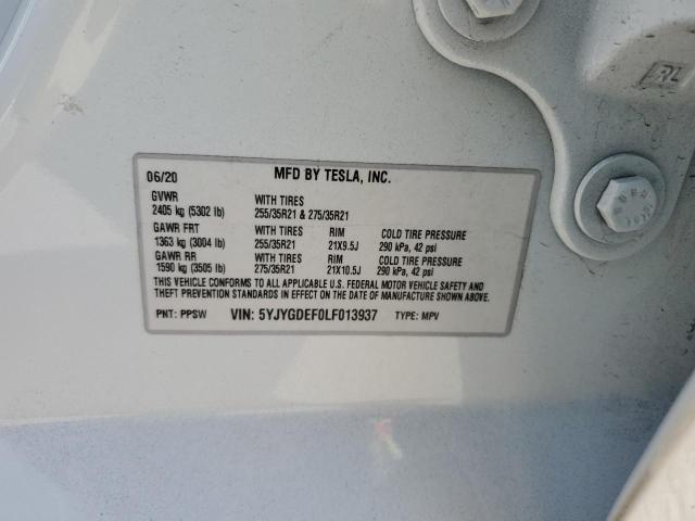 2020 TESLA MODEL Y - 5YJYGDEF0LF013937