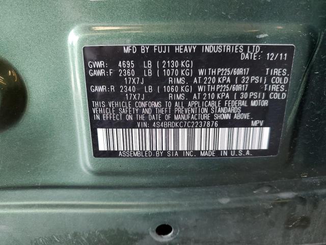 2012 SUBARU OUTBACK 3. - 4S4BRDKC7C2237876