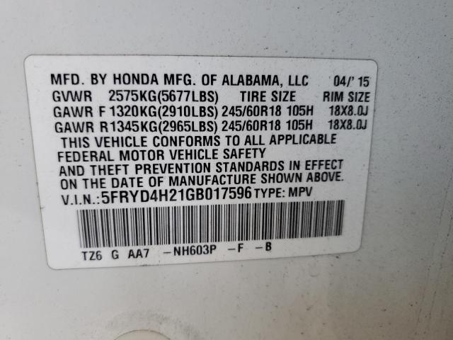 2016 ACURA MDX 5FRYD4H21GB017596