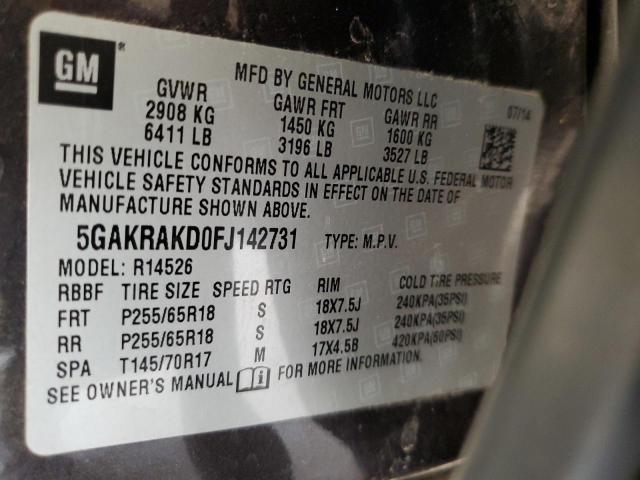2015 BUICK ENCLAVE 5GAKRAKD0FJ142731