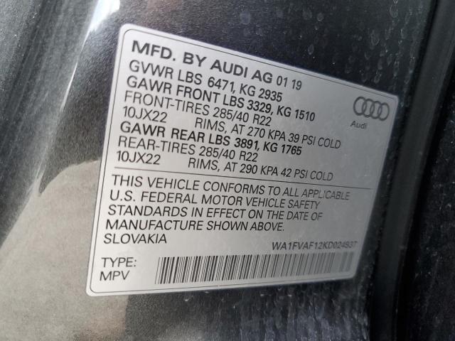 2019 AUDI Q8 PRESTIG WA1FVAF12KD024937