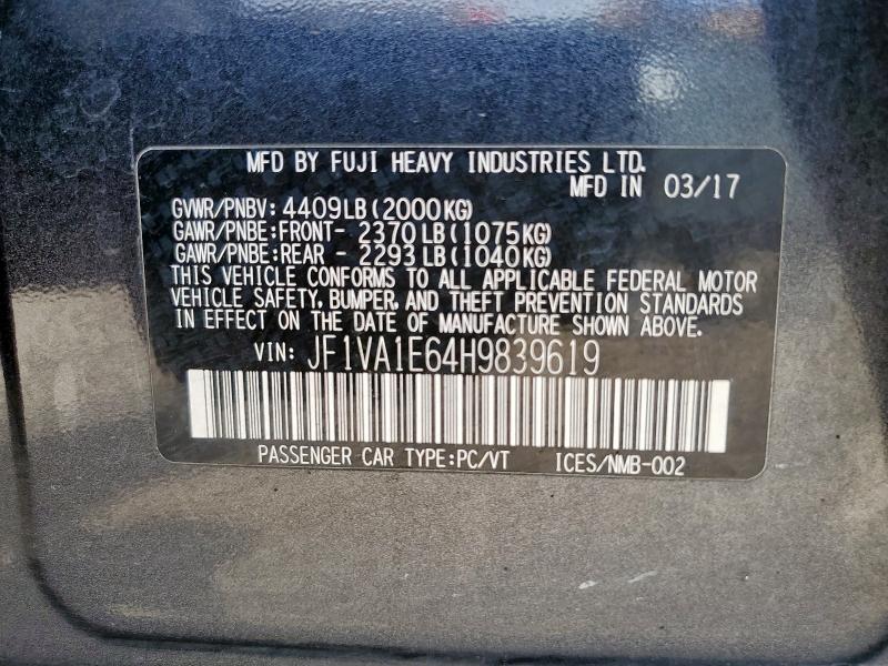 2017 SUBARU WRX PREMIU JF1VA1E64H9839619