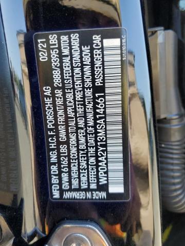 2021 PORSCHE TAYCAN - WP0AA2Y13MSA14661