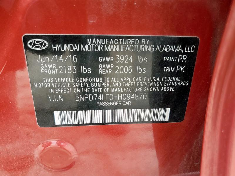 2017 HYUNDAI ELANTRA SE - 5NPD74LF0HH094870