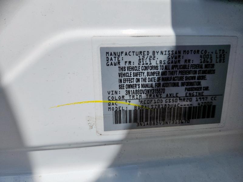 2022 NISSAN SENTRA SR 3N1AB8DV3NY315670