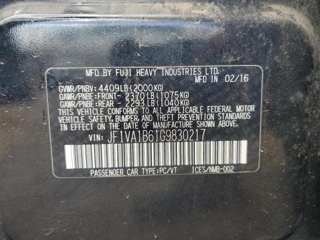 2016 SUBARU WRX JF1VA1B61G9830217