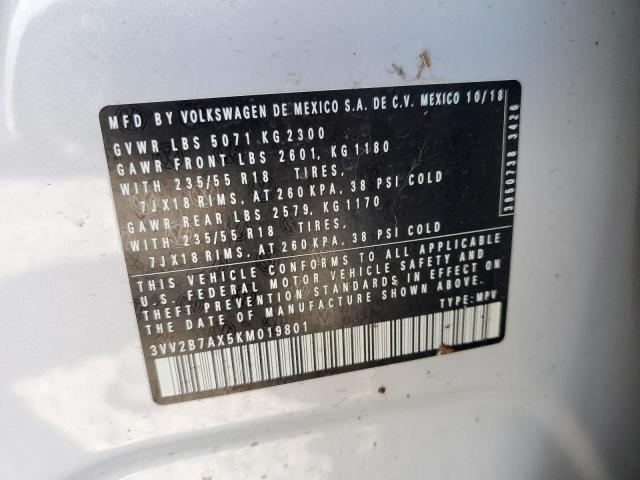 2019 VOLKSWAGEN TIGUAN SE 3VV2B7AX5KM019801