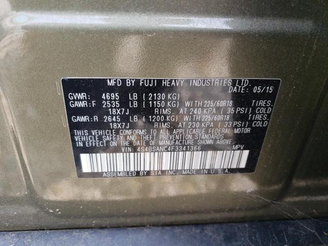 2015 SUBARU OUTBACK 2. 4S4BSANC4F3341366