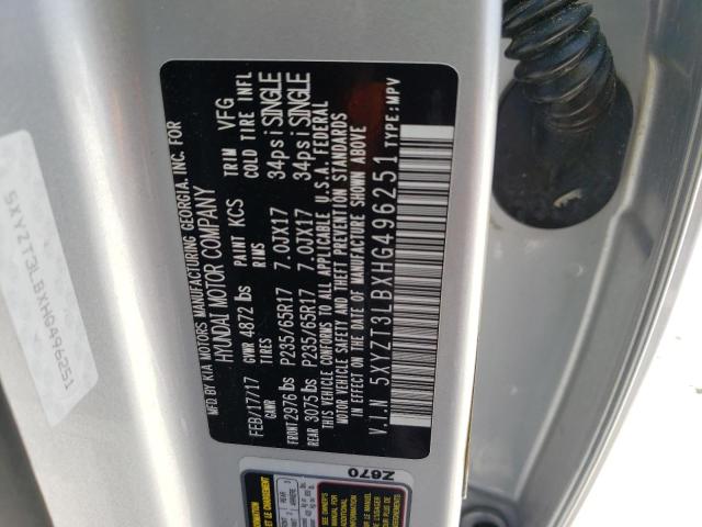 2017 HYUNDAI SANTA FE S 5XYZT3LBXHG496251